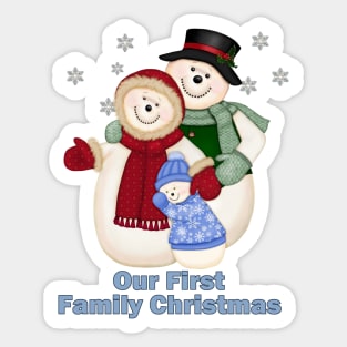 Snowman Snow Family First Christmas - Blue Sticker